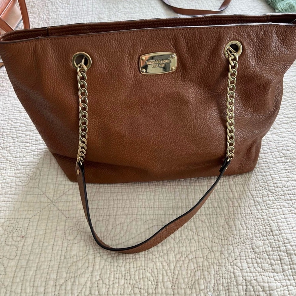 Michael Kors Tan Leather Tote with Gold Accents
